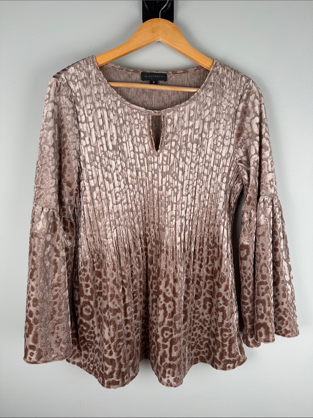 Investments Whimsical Romantic Enchanted Velvet Burnout Tunic Bell Sleeve